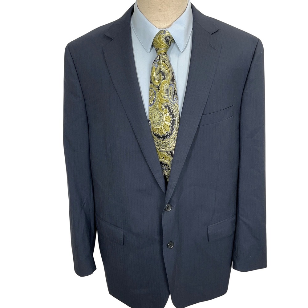 Paul‎ Betenly Ticknors Blazer Men 46L Navy Pinstripe Thomas Lanificio Filarte